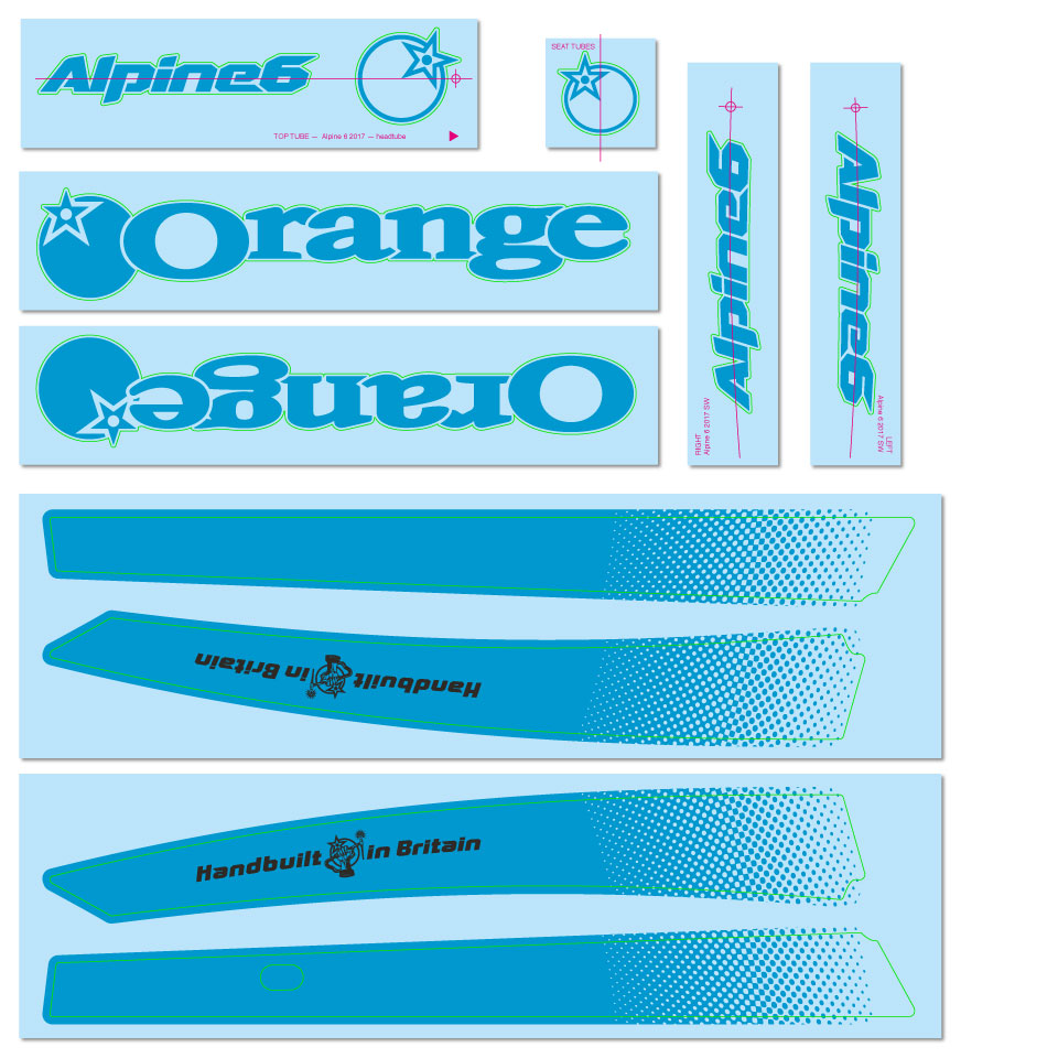 2017/18 Alpine 6 Decal Kit - Orange Bikes