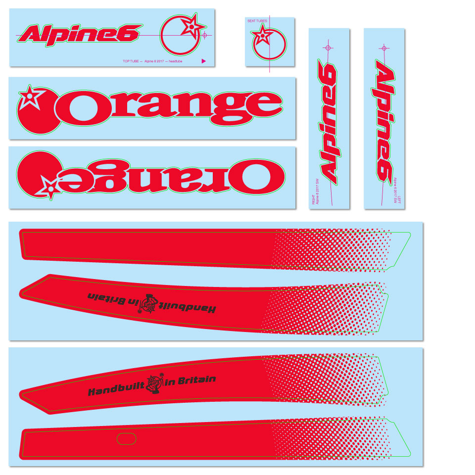 2017/18 Alpine 6 Decal Kit - Orange Bikes