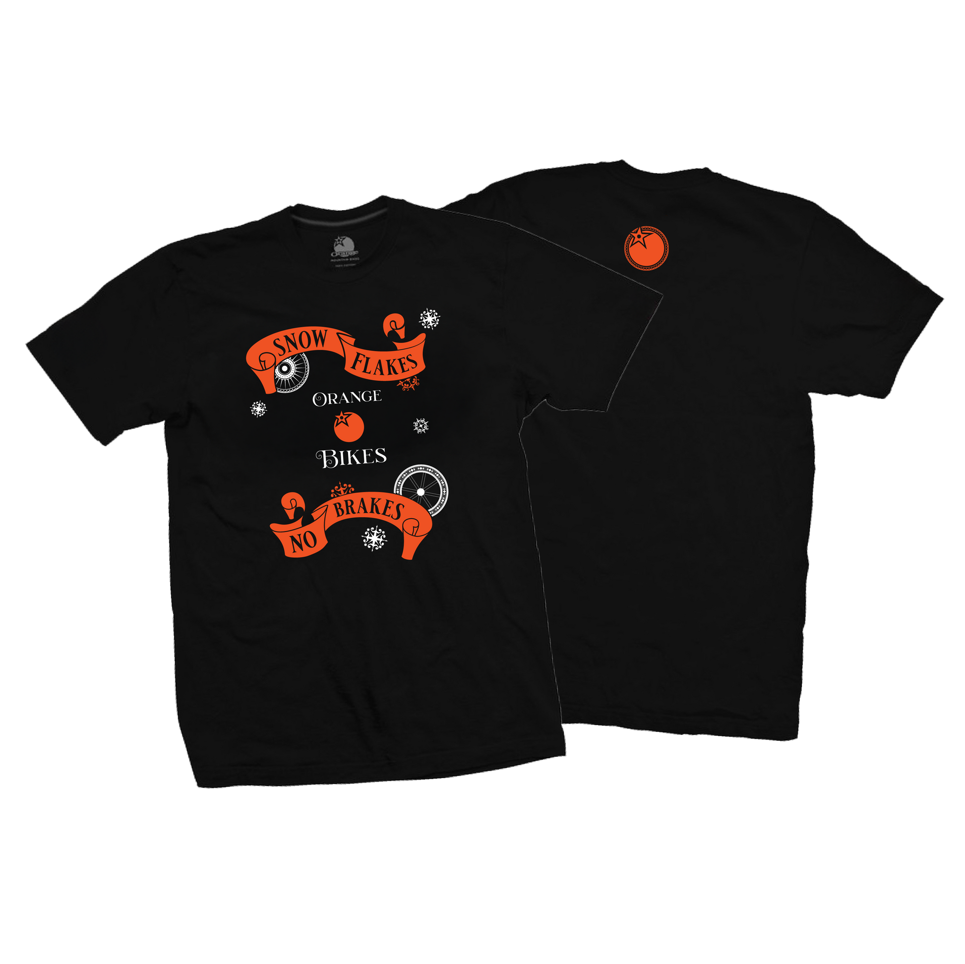 2025 Christmas Tee "SNOWFLAKES! | NO BRAKES!" - Orange Bikes
