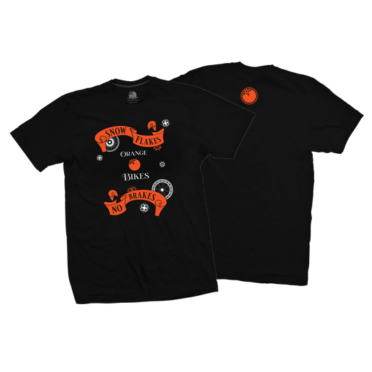 2025 Christmas Tee "SNOWFLAKES! | NO BRAKES!" - Orange Bikes