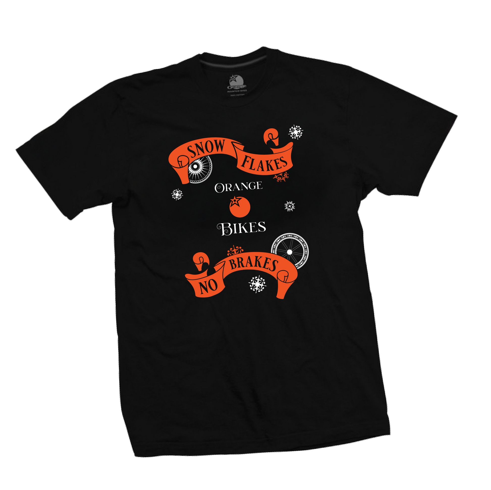 2025 Christmas Tee "SNOWFLAKES! | NO BRAKES!" - Orange Bikes