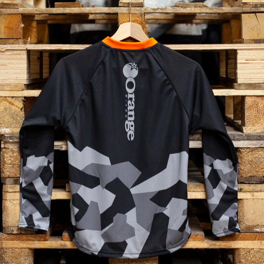 Kids Midnight stealth Camo Jersey long Sleeve (Grey/Black) - Orange Bikes